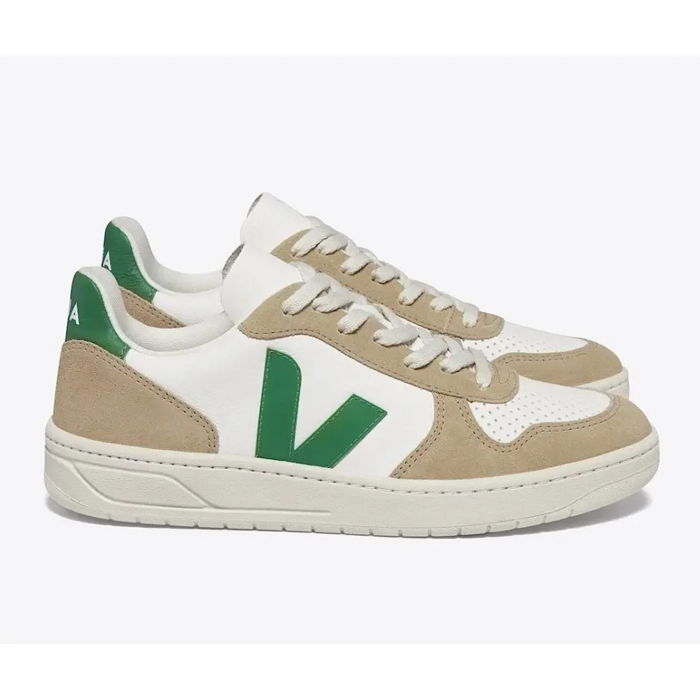 VEJA V-10 Chrome free Sneakers White Emeraude Sahara - Picture 1 of 6